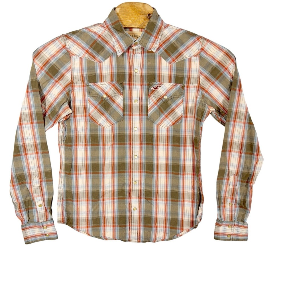 Vintage Hollister California Pearl Snap‎ Western Plaid Shirt Mens Medium Rodeo